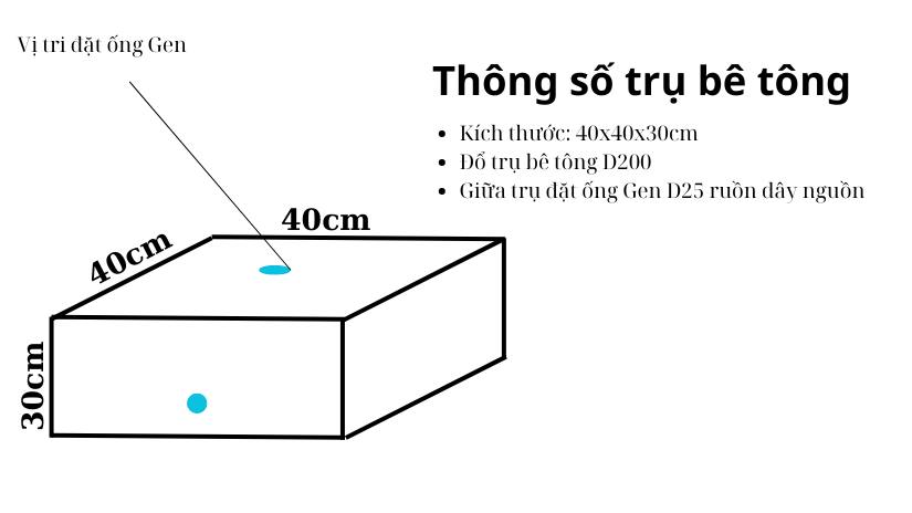 Thông số Trụ bê tông đặt barie