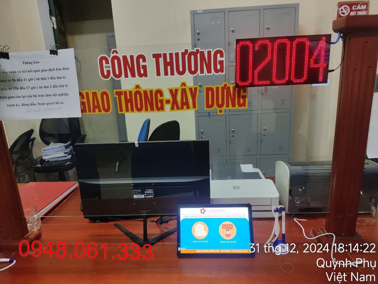 Bảng led hiển thị số thứ tự tại quầy