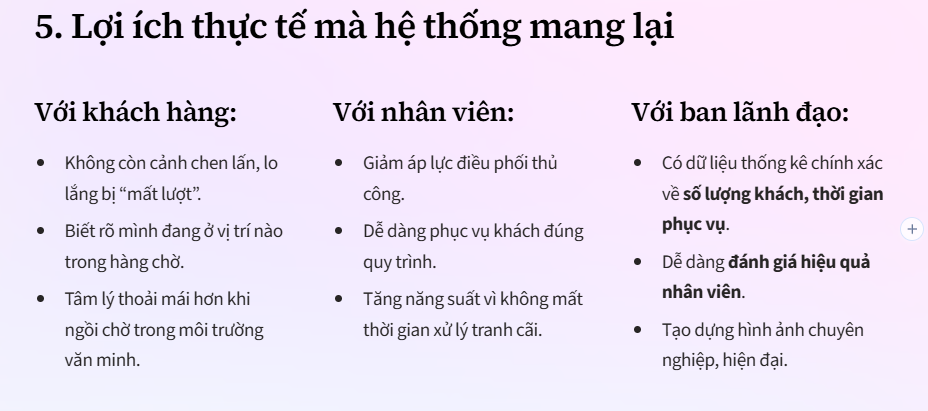 Lợi ích hoạt động của hệ thống lấy số thứ tự đa quầy