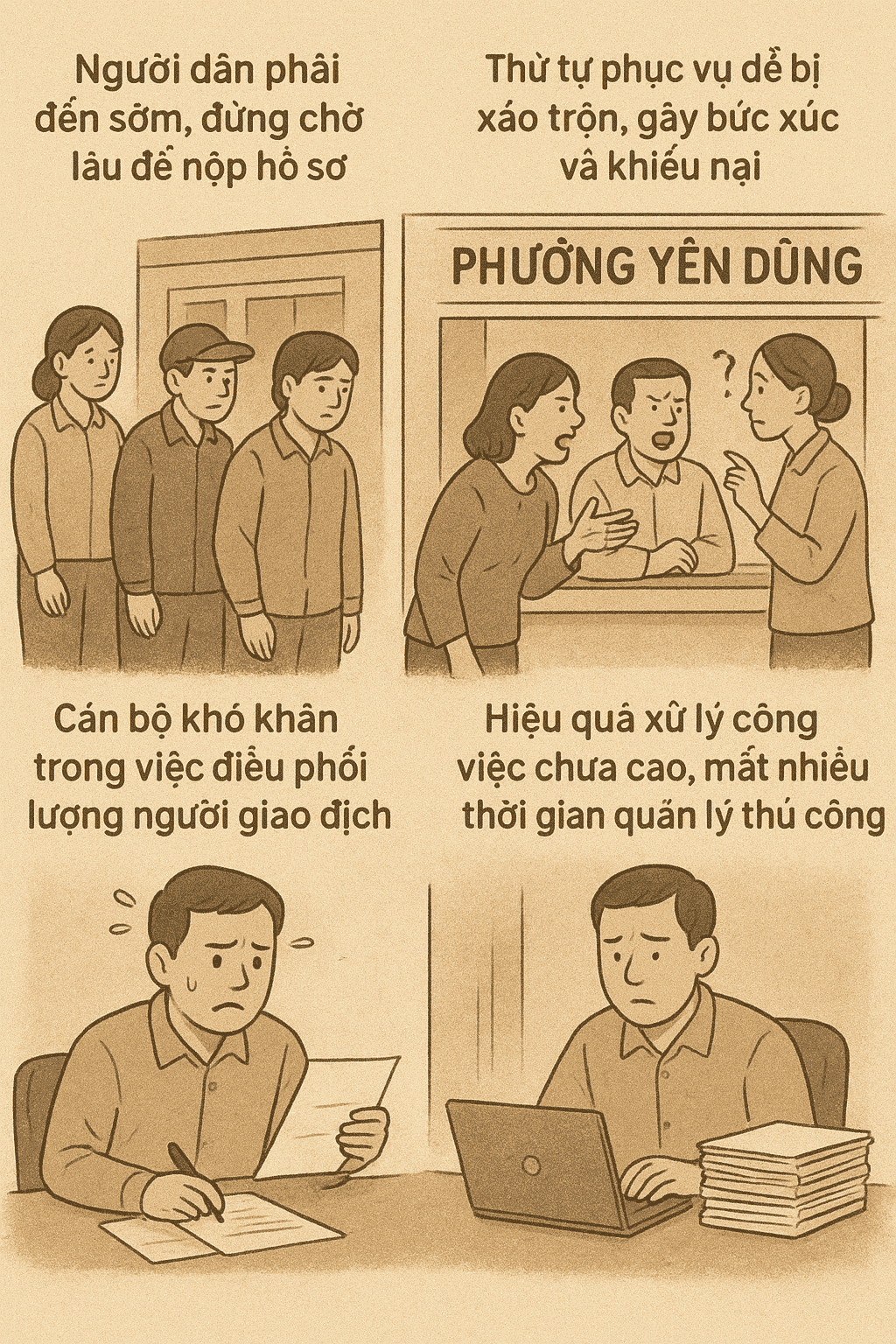 Hệ Thống Lấy Số Xếp Hàng Tại Phường Yên Dũng – Giải Pháp Hiện Đại Cho Hành Chính Công 2 Nhu cầu và thách thức tại phường trước khi lắp Hệ thống lấy số xếp hàng tại Phường
