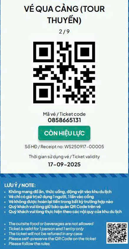 PHẦN MỀM BÁN VÉ BỂ BƠI BẰNG QR CODE – GIẢI PHÁP QUẢN LÝ MINH BẠCH VÀ TỰ ĐỘNG HÓA 3 Giao diện vé được bán tại quầy - phần mềm quản lý vé khu vui chơi