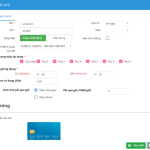 CÀI ĐẶT LOẠI VÉ BÁN ĐỂ BÁN TRONG QUẢN LÝ THÔNG VÉ