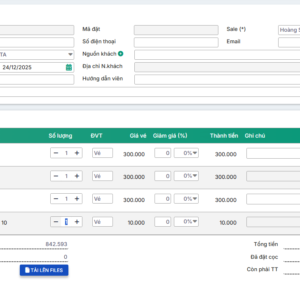 Chọn khách hàng và lên số lượng vé bán cho khách