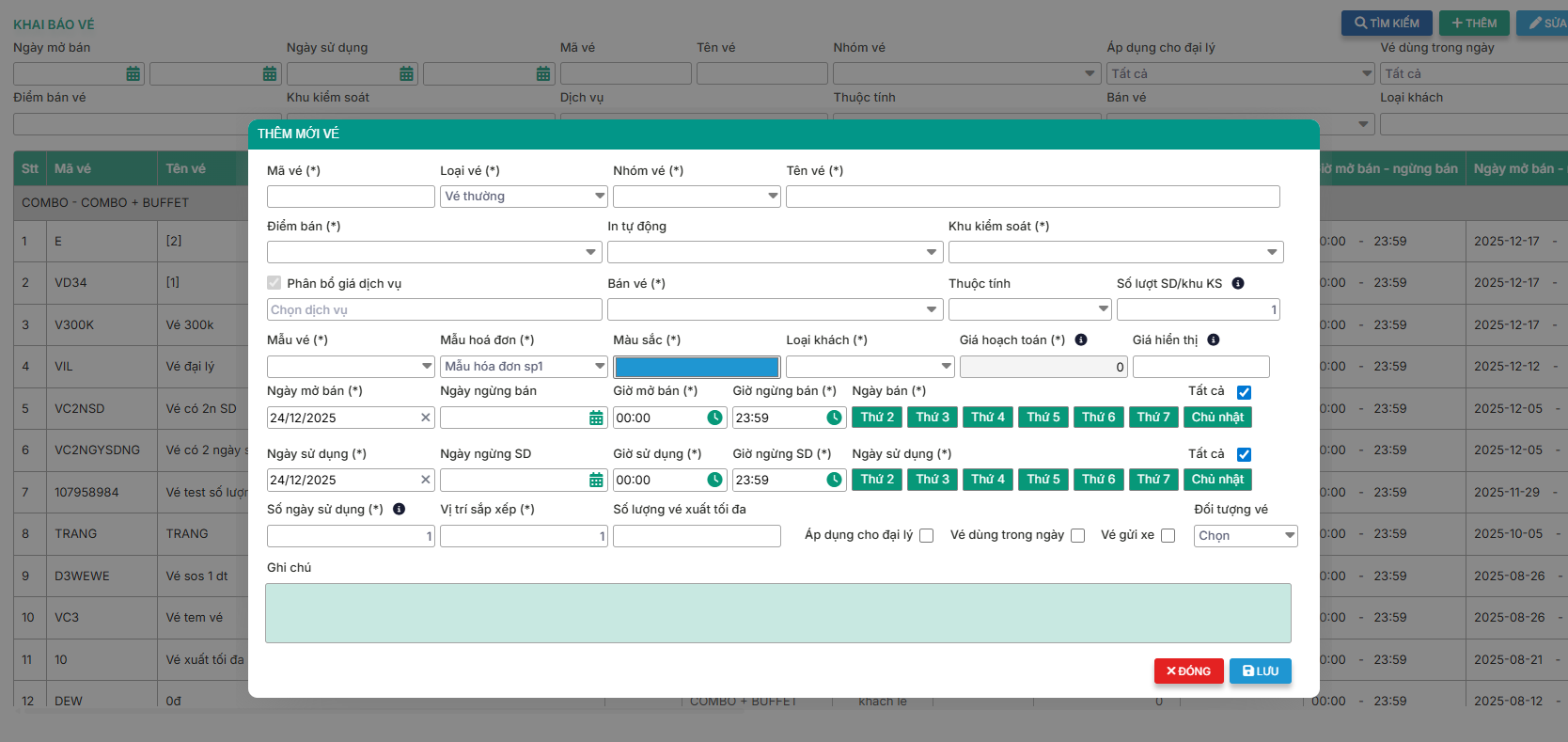 PHẦN MỀM SOÁT VÉ QR CODE 4 Hỗ trợ cài đặt khao báo vé cần bán tại khu du lịch, khu vui chơi