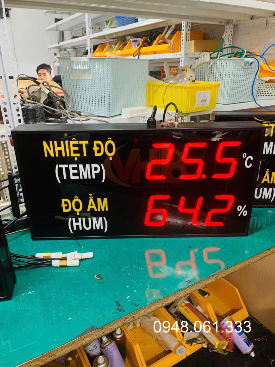 bảng led hiển thị giá trị nhiệt độ độ ẩm kho xưởng qua cảm biển SHT30