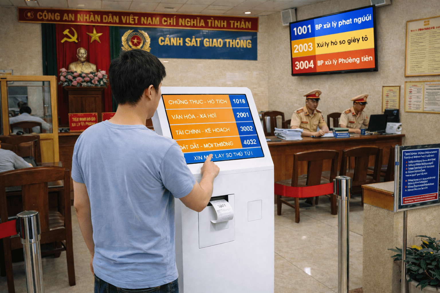 Người dân đứng lấy số để vào làm thủ tục