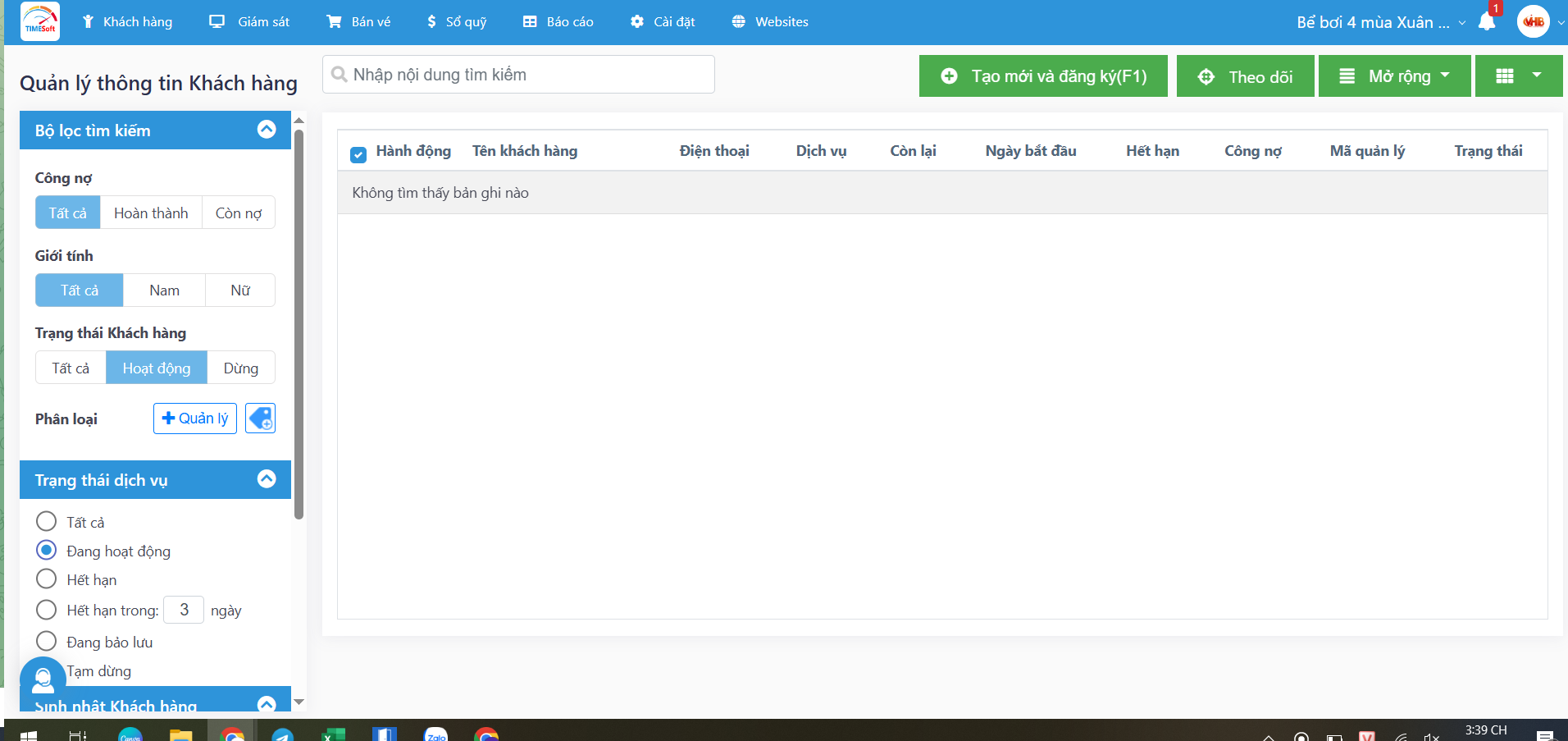 GIAO DIỆN QUẢN LÝ KHÁCH HÀNG PHẦN MỀM QUẢN LÝ BÁN VÉ BỂ BƠI