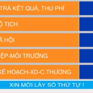 Màn hình lấy số tại kiosk trung tâm phục vụ hành chính công